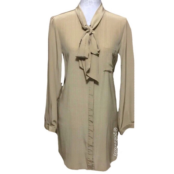 Anthropologie Dresses & Skirts - Anthropologie 100% Silk Tie-Neck Shirtdress